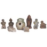 EIGHT POTTERY OBJECTS, SOUTH EAST ASIA AND CHINA, CIRCA 15TH CENTURY AND LATER comprising a