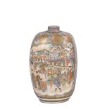 A JAPANESE SATSUMA VASE, PROBABLY KANZAN, MEIJI PERIOD (1868-1912) of rounded square section painted