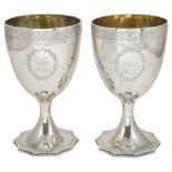A PAIR OF SCOTTISH GEORGE III SILVER GOBLETS, FRANCIS HOWDEN, EDINBURGH, 1802 of large size,