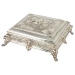 A VICTORIAN SILVER PRESENTATION CASKET, ELKINGTON & CO. AS RETAILER OVERSTRIKING MACRAE &