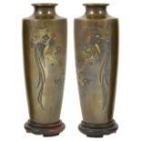 A PAIR OF JAPANESE BRONZE VASES, KOKU KOSHU (CARVED BY KOSHU), MEIJI PERIOD (1868-1912) slightly