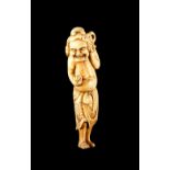 ˜A JAPANESE IVORY NETSUKE OF RYUJIN'S ASSISTANT, EDO PERIOD, CIRCA 1790 carved with an octopus on
