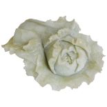 A CHINESE JADE CARVING OF A CABBAGE, 20TH CENTURY naturalistically carved, the stone of mottled