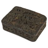 A CHINESE CARVED TORTOISESHELL SNUFF BOX, PROBABLY CANTON, QING DYNASTY, EARLY 19TH CENTURY of