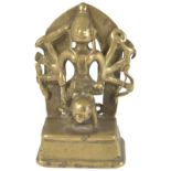 A BRONZE FIGURE OF DURGA ON HER LION, WESTERN INDIA, DATED SAMVAT 1531/1475 A.D.(?) the eight