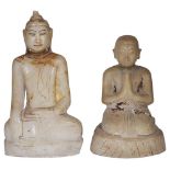 TWO MARBLE BUDDHIST FIGURES, BURMA, 19TH CENTURY comprising a figure of Buddha and a figure of a