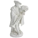 A MEISSEN WHITE FIGURE 'PIEDMONTESE BAGPIPER', CIRCA 1745 modelled by Johann Joachim Kändler (1706-