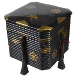 A JAPANESE GOLD AND BLACK LACQUER KARABITSU (STORAGE CHEST), EDO PERIOD, 18TH CENTURY canted