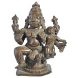 A BRONZE FIGURE OF NARASIMHA, SOUTH INDIA, 19TH CENTURYthe lion headed avatar of Vishnu seated