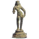 A BRONZE FIGURE OF A TAMIL SAINT (NAYANMAR), VIJAYANAGAR PERIOD, SOUTH INDIA, 15TH/16TH