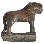 A SMALL BRONZE FIGURE OF A LION, PROBABLY DECCAN, SOUTHERN INDIA, 16TH/17TH CENTURYoriginally from a