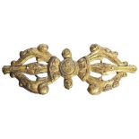 COPPER-GILT VAJRA EMBLEM, TIBET, CIRCA 18TH CENTURYwith incised and repouss‚ relief design, gilded