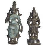 TWO HINDU BRONZE IMAGES, DECCAN, INDIA, CIRCA 17TH CENTURYdepicting Bhudevi and Vithoba, the