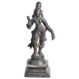 A BRONZE FIGURE OF PARVATI, SOUTH INDIA, 17TH/18TH CENTURYstanding with body flexed, her left arm