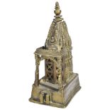 A MINIATURE SAIVITE SHRINE, NORTHERN INDIA, POSSIBLY DATED SAMVAT 1520/1464 ADbrass, on raised