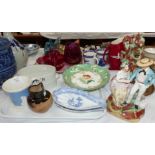 A selection of 19th century English china to include a Staffordshire figure "The Sailor's Return"