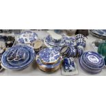 A Coalport blue and white part dinner service; a selection of other blue and white dinnerware