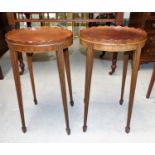 A pair of Georgian style mahogany galleried oval wine tables, on square wave moulded legs