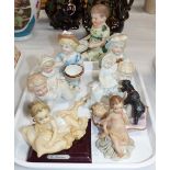 A selection of Victorian and later bisque and porcelain babies, including some piano babies