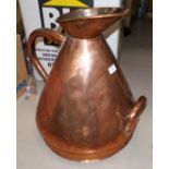 A large 19th century conical 5 gallon copper beer jug