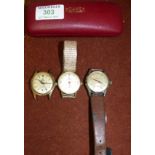 Three vintage gents wristwatches: Elco Bimatic; Cyma Watersports & Roamer Rotopower, in box