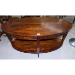 A period style mahogany oval 2 tier crossbanded coffee table by Willis & Gambier