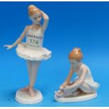 Two Royal Doulton figures: "Little Ballerina", HN 3395 & "Ballet Shoes", HN 3434