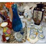 A 19th century Staffordshire flatback figure; a 1920's Satsuma vase; decorative china and glass