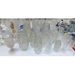 A Victorian moulded glass double handled celery jar; a selection of various vases