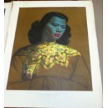 Vladimir Tretchikoff: "The Chinese Girl", 1950's coloured print, signed in black by the artist