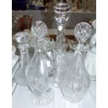 Four cut glass decanters