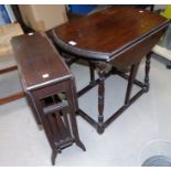 A 1920's circular drop leaf occasional table and a small Sutherland table