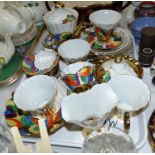 A 1920's style Eastern European / Russian 25 piece part tea service scalloped edges and hand painted