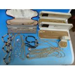 A large selection of costume jewellery, mainly bead and pearl style necklaces