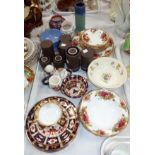 A Royal Crown Derby cup and plate; 14 pieces of Royal Albert Old Country Roses; a selection of