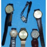 Five gentlemen's watches including Lorus, Ingersol etc; 2 ladies watches