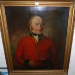 19th Century: half length portrait of a gentleman in military uniform, oil on canvas, unsigned,