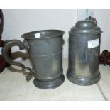 A 19th century pewter commemorative quart tankard: "Queens College Scratch Fours, 1856"; a 19th