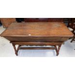 A period style "kneading trough" side table with hinged front panel and turned legs (converted)