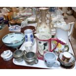 A selection of decorative china, including Wedgwood covered bowl; 2 Wedgwood commemorative cups