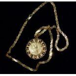 An 1872 sovereign pendant on chain, the clip, mount and chain stamped '375', gross 28.5