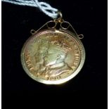 A 1901 Victoria/Edward VII/Alexandra coin in clip pendant mount