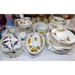 A Royal Worcester "Evesham" part dinner and tea service, 54 pieces approx