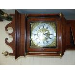 An 18th century crossbanded oak longcase clock, the hood with 3 gilt finials, swan neck pediment