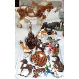 A collection of china and resin animals