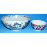 A 19th century Chinese/Japanese Imari pattern fruit bowl, diameter 9½" (hairline crack and