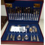 A Viner's silver plated "Tudor" 58 piece canteen of cutlery in fitted mahogany box