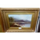 William Mellor: Lakeland landscape with cattle drinking; oil on board, signed, 8" x 11½", framed and