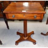 a 19th century mahogany square top occasional table with frieze drawer, octagonal quatrefoil