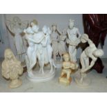 A selection of various resin figures/busts